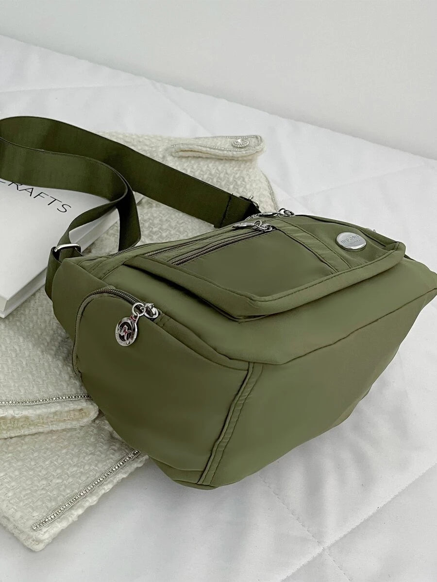 Lightweight,Business Casual Minimalist Crossbody Bag Elegant Tote Bag, Women Simple Solid Color Handbag Casual Zipper Double Handle Purse For Teen Girls Women College Students,Rookies & White-Collar W