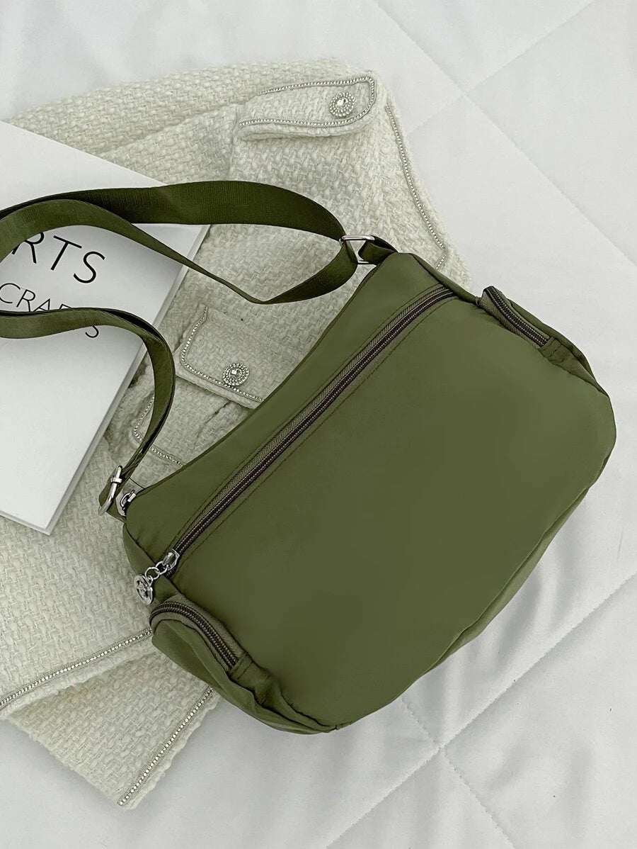 Lightweight,Business Casual Minimalist Crossbody Bag Elegant Tote Bag, Women Simple Solid Color Handbag Casual Zipper Double Handle Purse For Teen Girls Women College Students,Rookies & White-Collar W