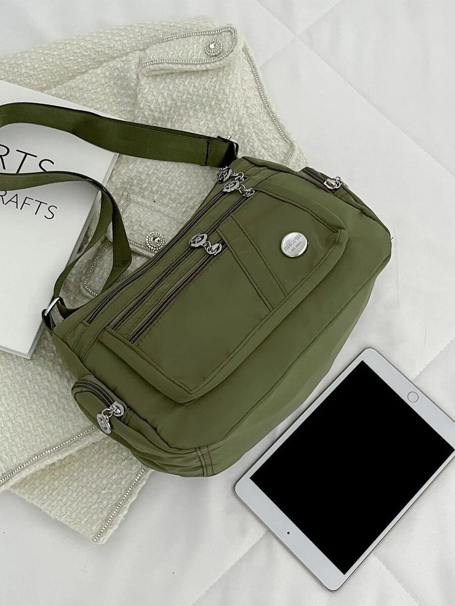 Lightweight,Business Casual Minimalist Crossbody Bag Elegant Tote Bag, Women Simple Solid Color Handbag Casual Zipper Double Handle Purse For Teen Girls Women College Students,Rookies & White-Collar W