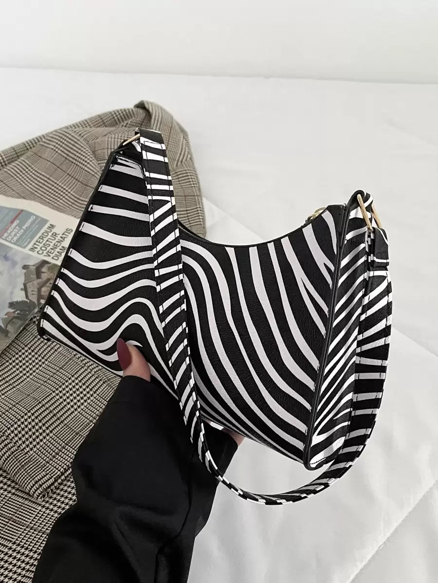 Women's Zebra Print Tote Shoulder Bag Leather Top Handle Purse Travel Handbag Clutch Wallet With Chain Lightweight,Business Casual Zebra Striped Pattern Bag For Teen Girls Women College Students,Rooki