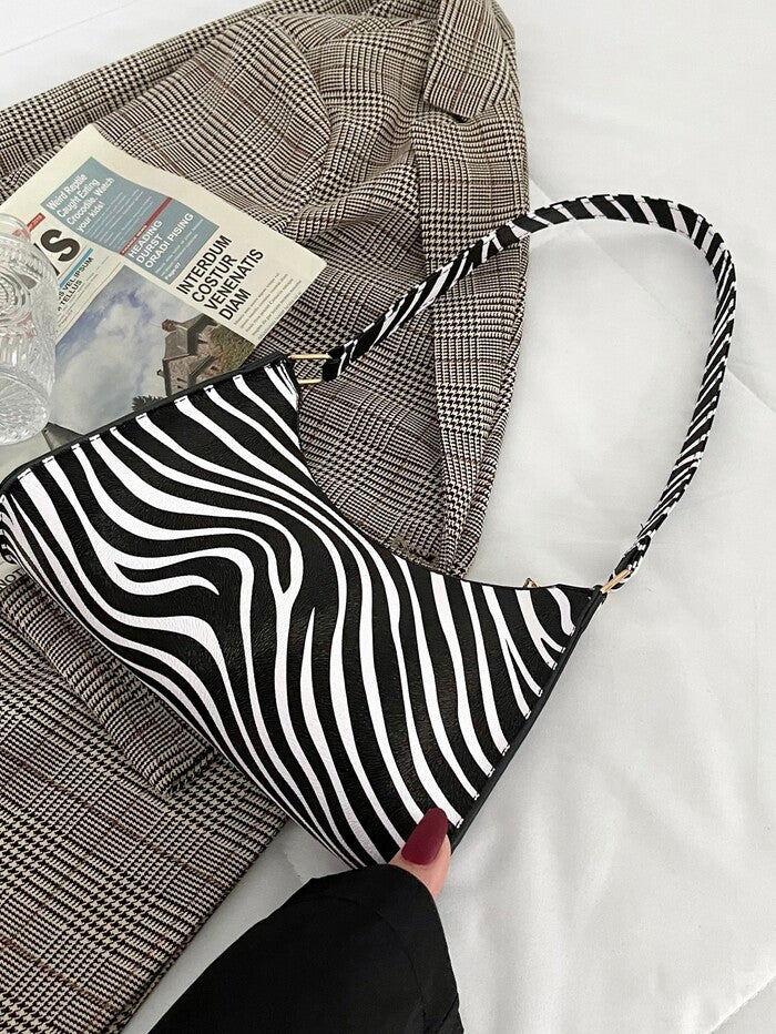 Women's Zebra Print Tote Shoulder Bag Leather Top Handle Purse Travel Handbag Cl