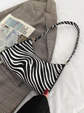 Women's Zebra Print Tote Shoulder Bag Leather Top Handle Purse Travel Handbag Cl