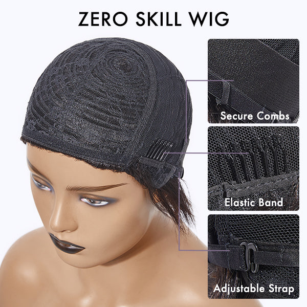 Clean & Neat Mature Boss Style Glueless Short Wig with Bangs 100% Human Hair - US Only