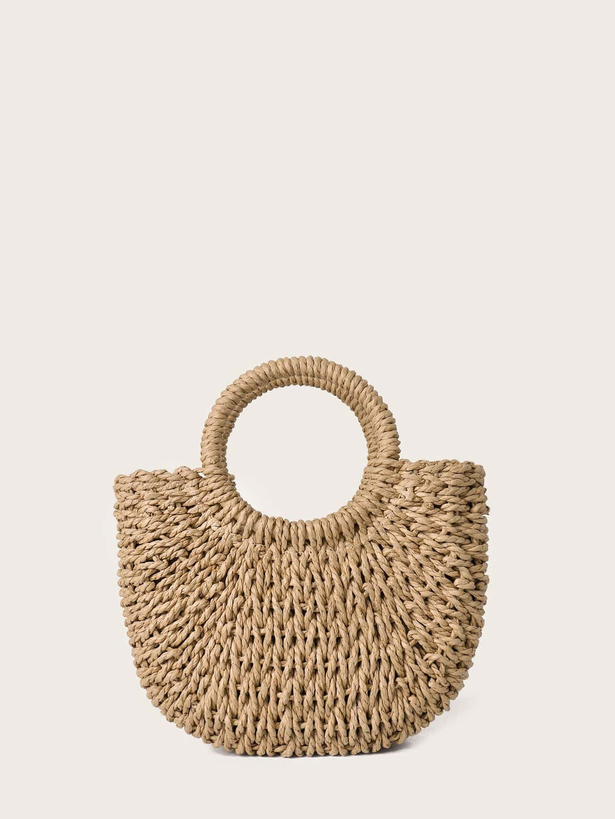 Tropiscape Round Top Handle Straw Bag For Women Woven Summer Bag Large Capacity Tote Bag For Half-Round Woven Straw Bag, Women's Summer Crossbody Bag, Casual Handbag For Mini Round Handle Straw Bag, S