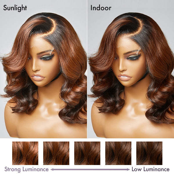Ombre Brown C Part Loose Wave Glueless 5x5 Closure Undetectable HD Lace Wig 100% Virgin Human Hair
