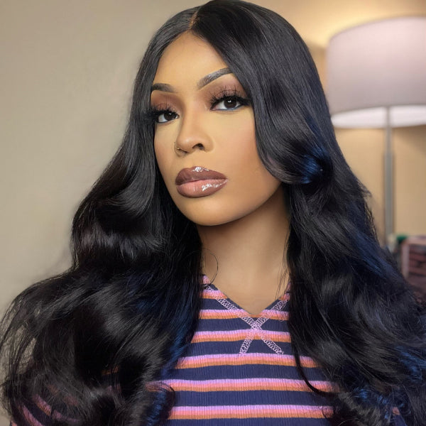 Natural Black Loose Wave Minimalist HD Lace Glueless Long Wig with Bangs - US Only