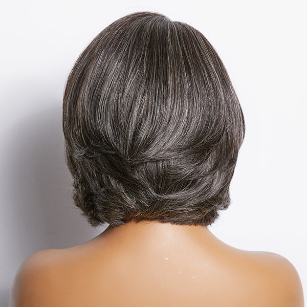 Salt & Pepper Side Part Bob Style Glueless 4x4 Closure Lace Wig