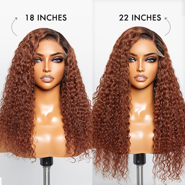 Reddish Brown Ombre Water Wave Glueless 5×5 Closure Lace Wig Pre-bleached - US Only