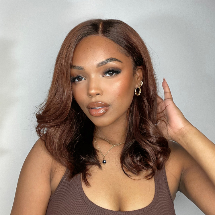 Brown with Black Peekaboo Loose Body Wave Glueless 5x5 Closure Lace Wig