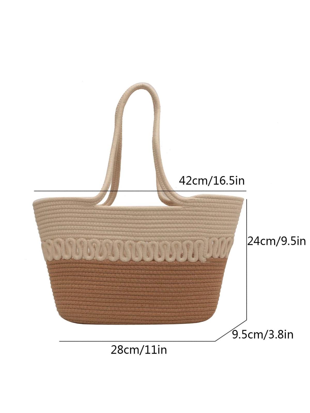 Large Capacity Straw Bag Double Handle Colorblock Knitting Kits Fabric Khaki Beach Bag Large Capacity Handmade Straw Summer Holiday Leisure Bag Women Bags Shopping Bags,Summer Essentials,Perfect For V
