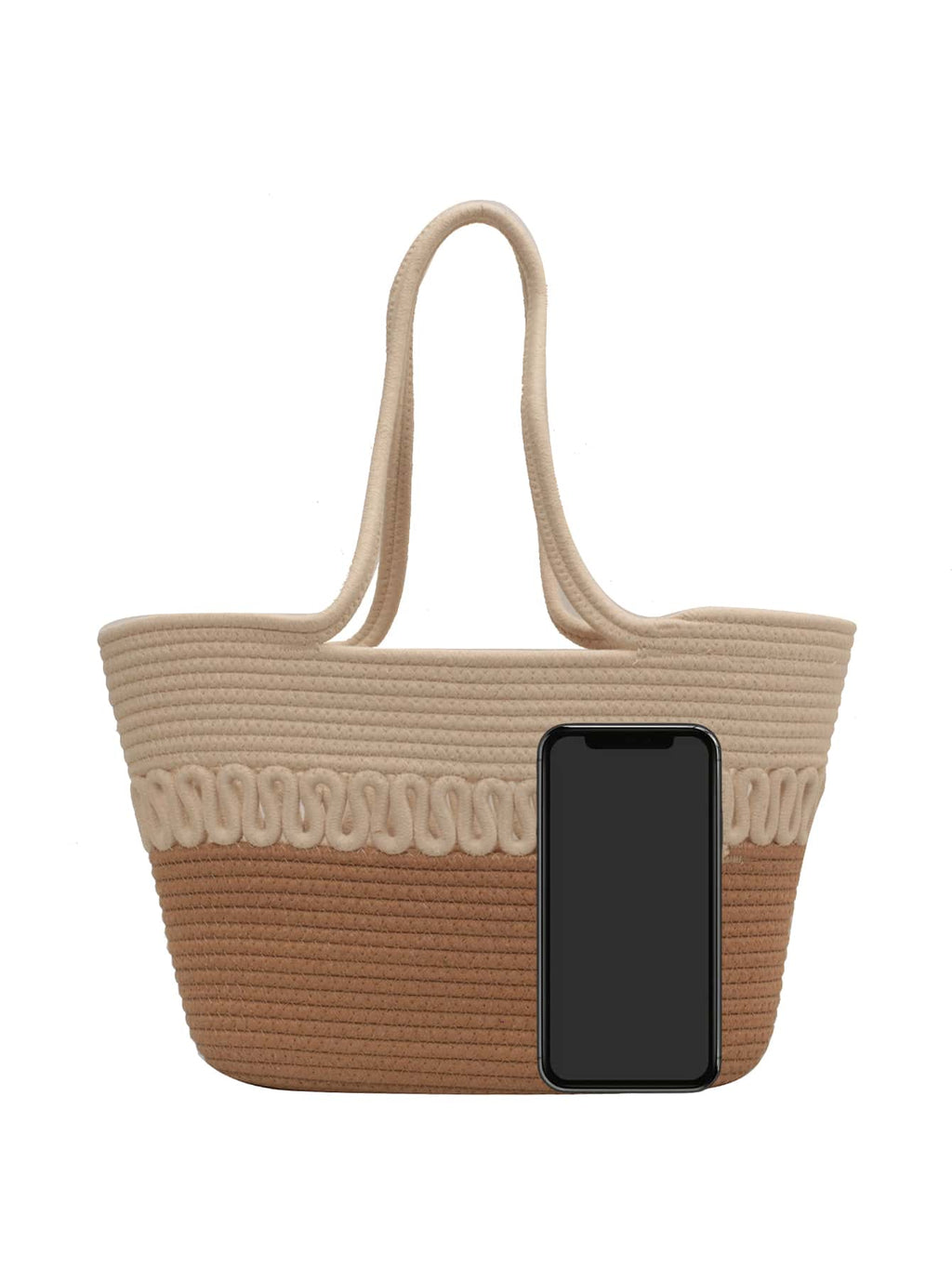Large Capacity Straw Bag Double Handle Colorblock Knitting Kits Fabric Khaki Beach Bag Large Capacity Handmade Straw Summer Holiday Leisure Bag Women Bags Shopping Bags,Summer Essentials,Perfect For V