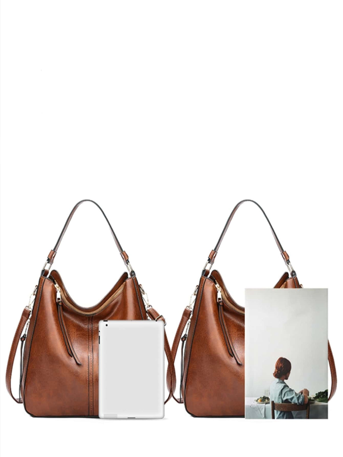 Women's Handbag, Casual Shoulder Bag, Retro Tote Bag, Shoulder Bag, Women's Fashion Large Handbag, Zipper Crossbody Bag, ZAINJO Women's Shoulder Handbag, Women's Handbag, PU Leather Women's Shoulder B