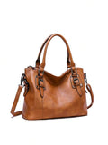 Simple Fashion Buckle Detail Shoulder Tote Bag Purse Set