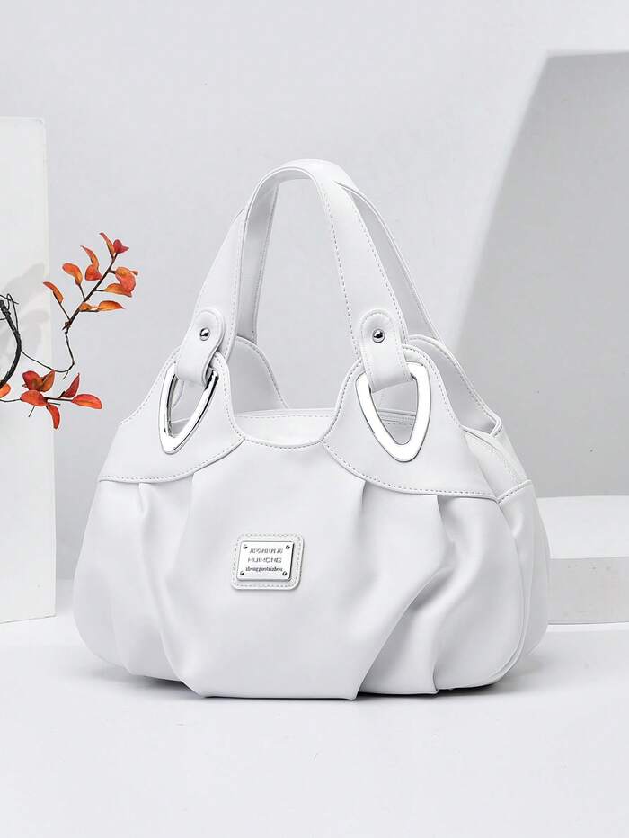 Small Shoulder Tote Bag Metal Decor, S For Women, Rookies & White-Collar Workers