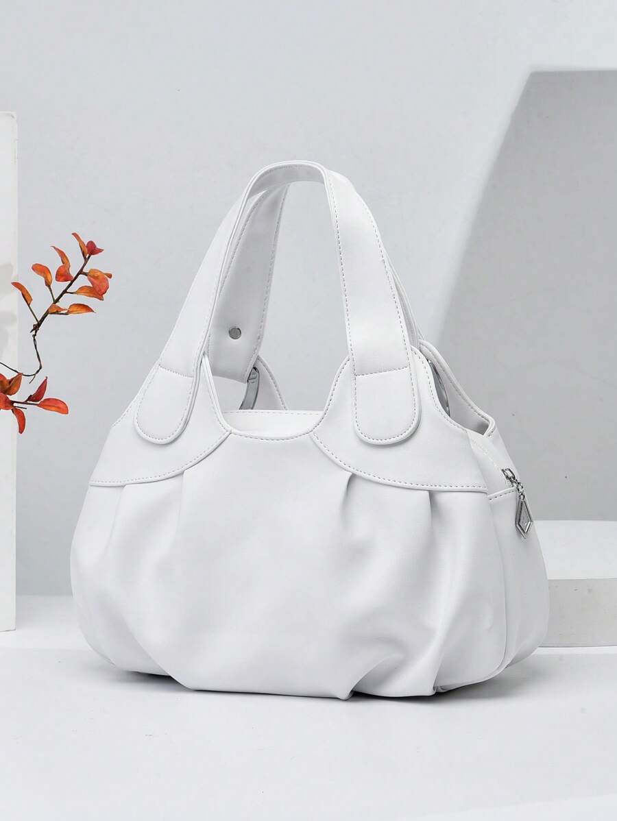 Small Shoulder Tote Bag Metal Decor, S For Women, Rookies & White-Collar Workers