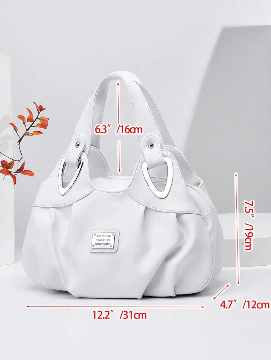 Small Shoulder Tote Bag Metal Decor, S For Women, Rookies & White-Collar Workers