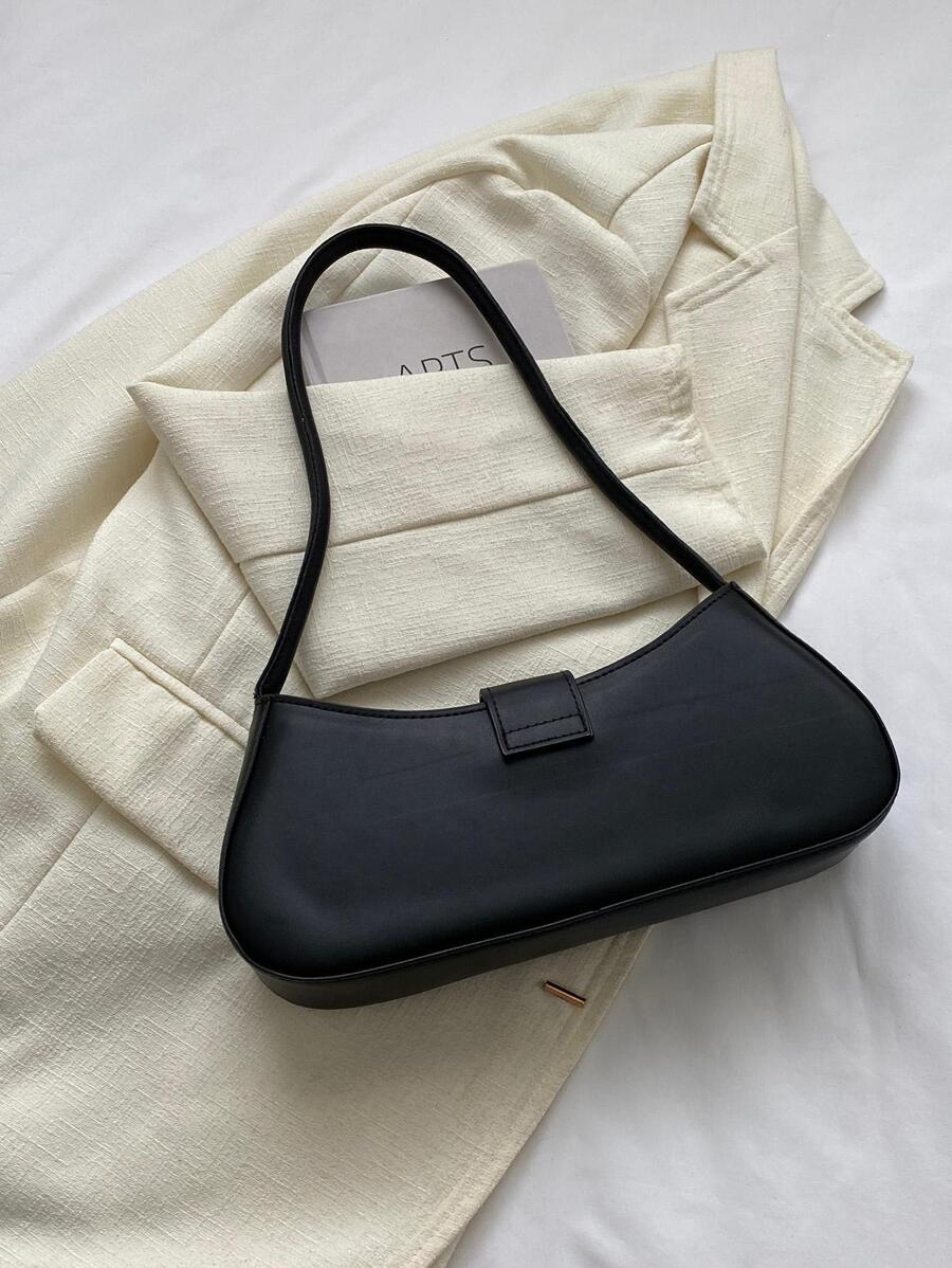 Fashionable Belt Buckle Tote Bag, Summer New Shoulder Bag, Minimalist Armpit Bag Minimalist Bag For Women, Solid Color Shoulder Bag, Fashion Buckle Decor Underarm Purse