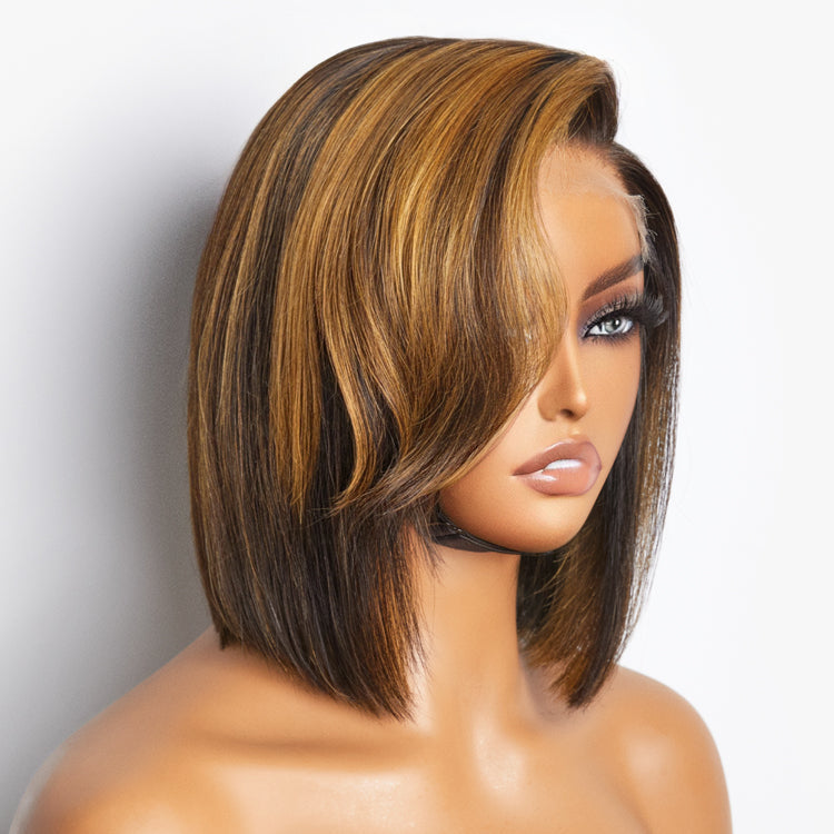 Mix Ombre Highlights Glueless 5x5 Closure HD Lace Bob Wig | Large & Small Cap Size