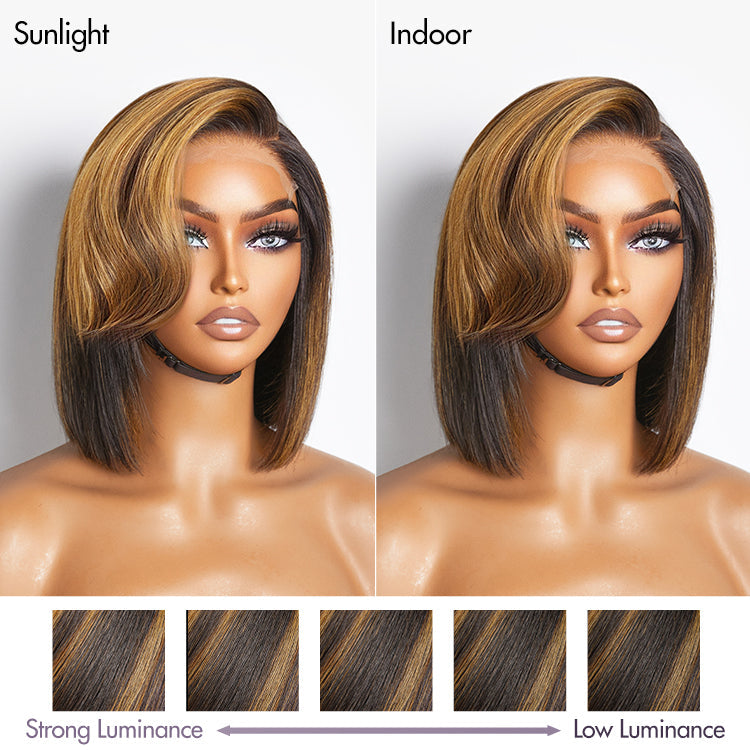 Mix Ombre Highlights Glueless 5x5 Closure HD Lace Bob Wig | Large & Small Cap Size