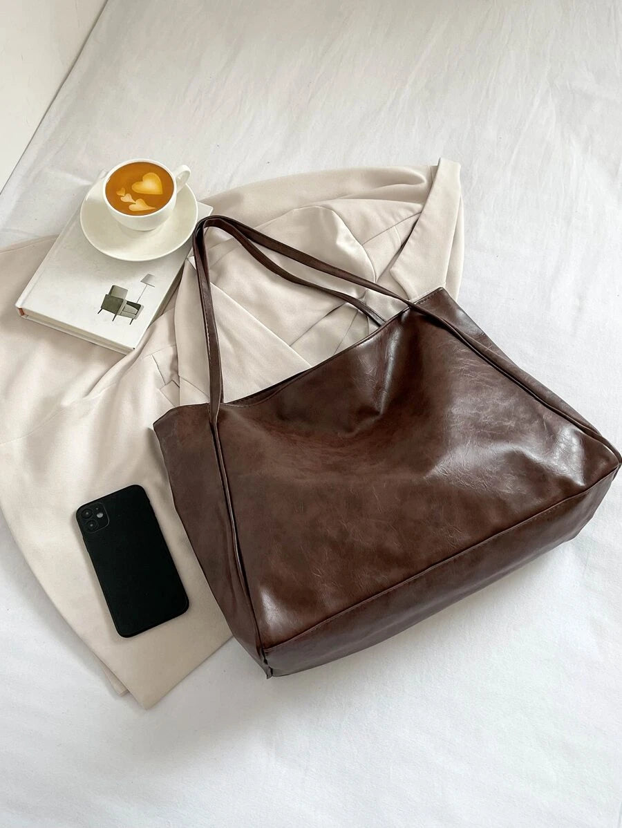 DAZY 2025 New Korean Bag Women New Hand-Held Large Bag Retro Design Versatile Shoulder Casual Tote Bag, Vintage Bag For Women, New Fashionable Big Bags For Women