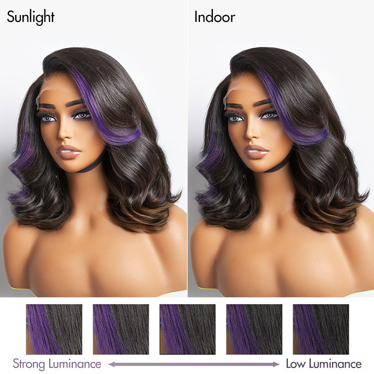 Purple Highlights Loose Wave Glueless 5x5 Closure HD Lace Wig | Large & Small Cap Size