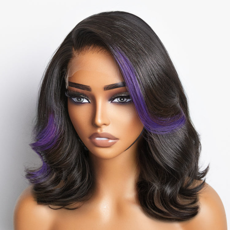 Purple Highlights Loose Wave Glueless 5x5 Closure HD Lace Wig | Large & Small Cap Size