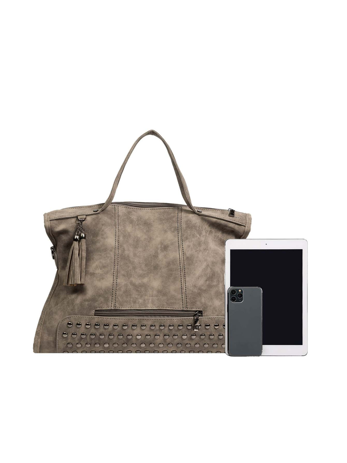 Minimalist Lightweight,Portable,Classic,Casual Large Capacity Tote Bag With Rivet And Tassel Decoration For Teen Girls Women College Students,Teacher,White-Collar Workers,Rookies & White-Collar Worker