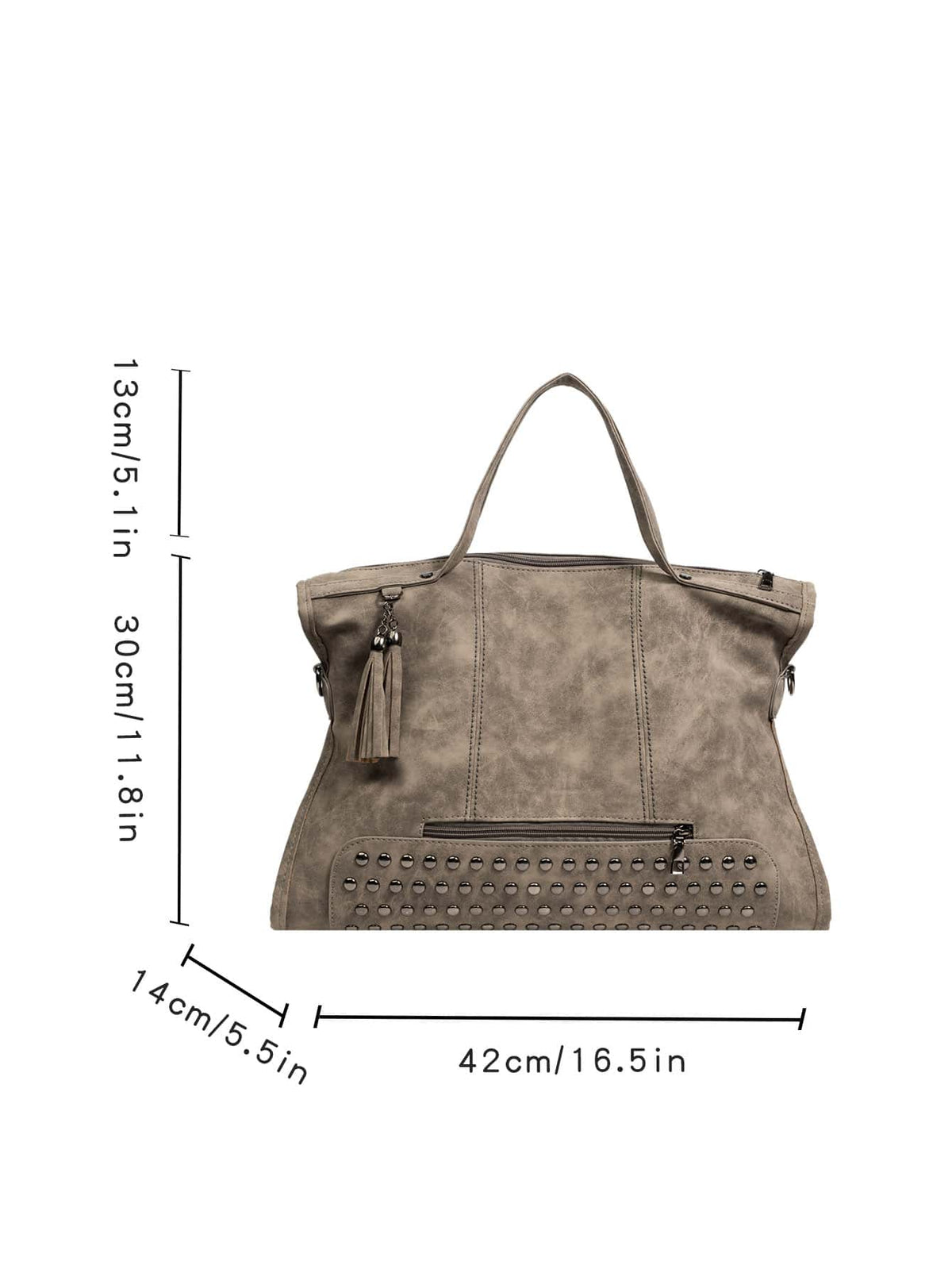 Minimalist Lightweight,Portable,Classic,Casual Large Capacity Tote Bag With Rivet And Tassel Decoration For Teen Girls Women College Students,Teacher,White-Collar Workers,Rookies & White-Collar Worker