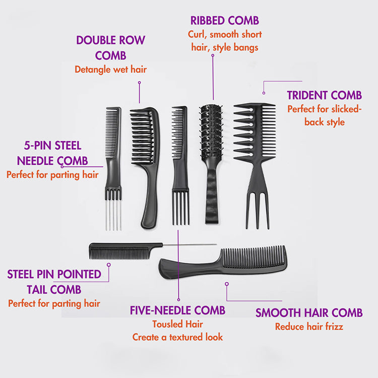 US Only | 7pcs / 1 Set Antistatic Heat Resistant Hair Comb Set for All Hair Types & Styles