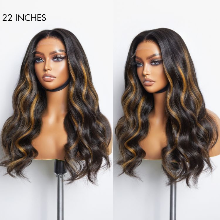 Blonde Piece Highlights Loose Wave Glueless 5x5 Closure HD Lace Wig | Large & Small Cap Size