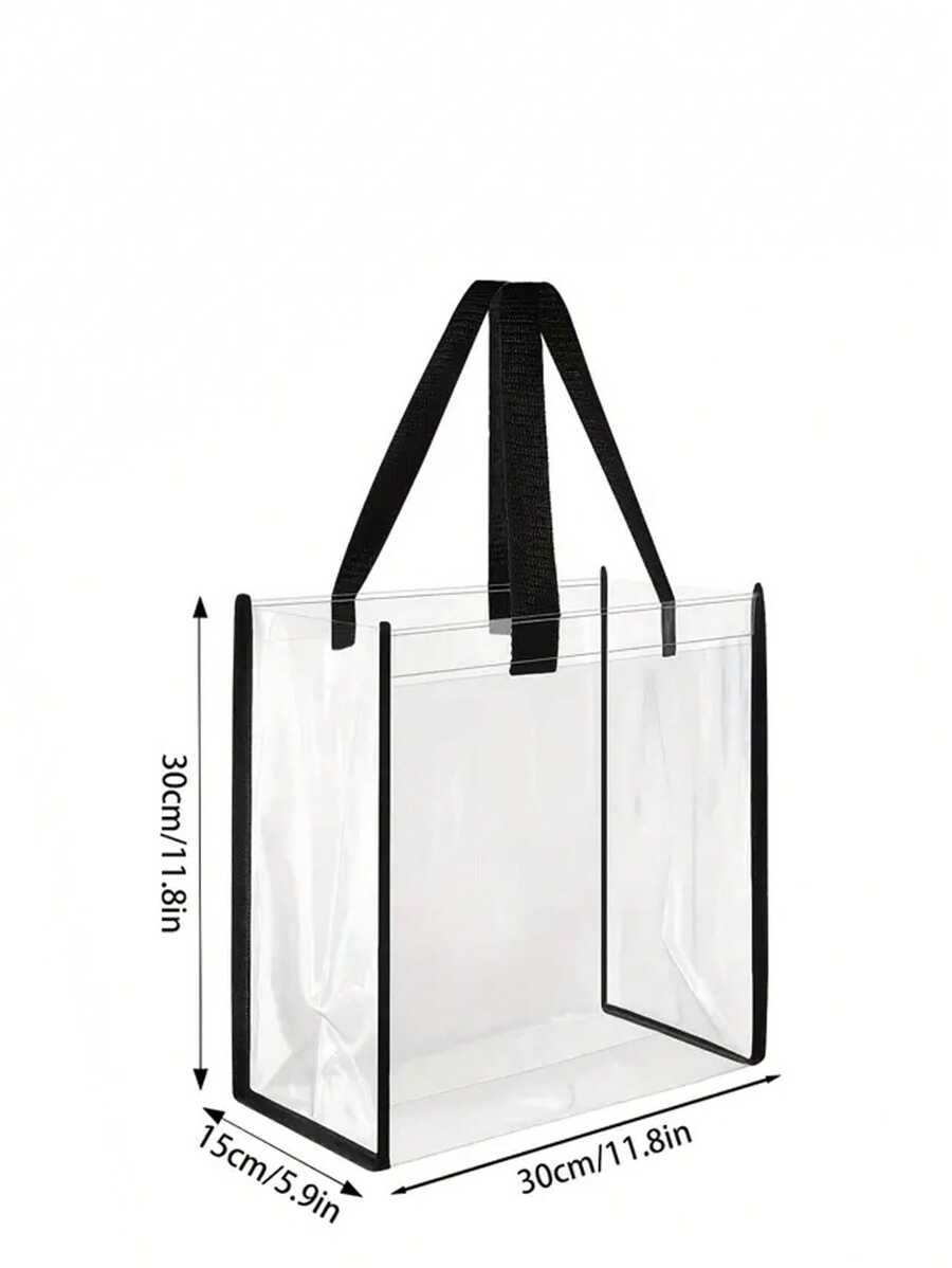 1pc Transparent PVC Tote Bag, Makeup Shopping Bag, Jelly Bag, Gift Bag, Transparent Shoulder Handbag, Party Bag, Wedding Birthday Party Gift Bag, Craft Tote Bag, Party Gifts, Birthday Decor, Party Gif