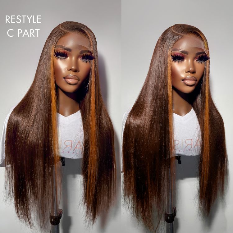 Honey Blonde Highlight Silky Straight Glueless 5x5 Closure Lace Wig 100% Human Hair - US Only