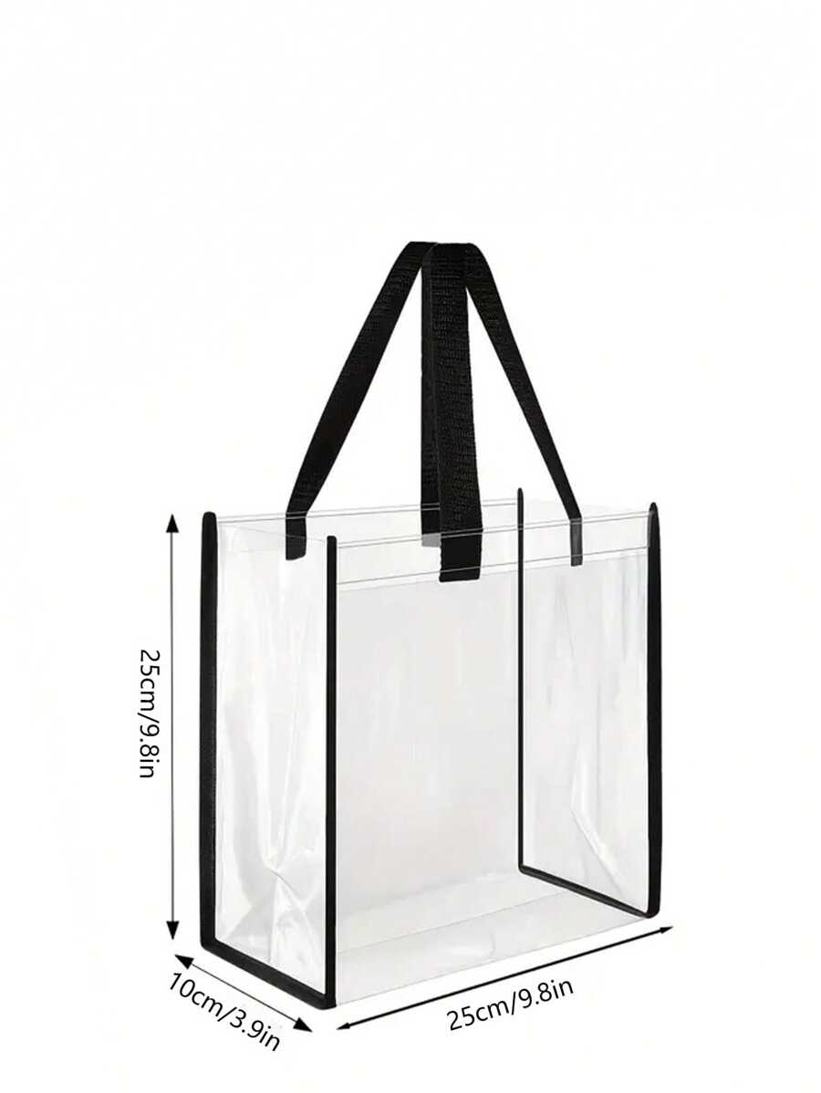 1pc Transparent PVC Tote Bag, Makeup Shopping Bag, Jelly Bag, Gift Bag, Transparent Shoulder Handbag, Party Bag, Wedding Birthday Party Gift Bag, Craft Tote Bag, Party Gifts, Birthday Decor, Party Gif