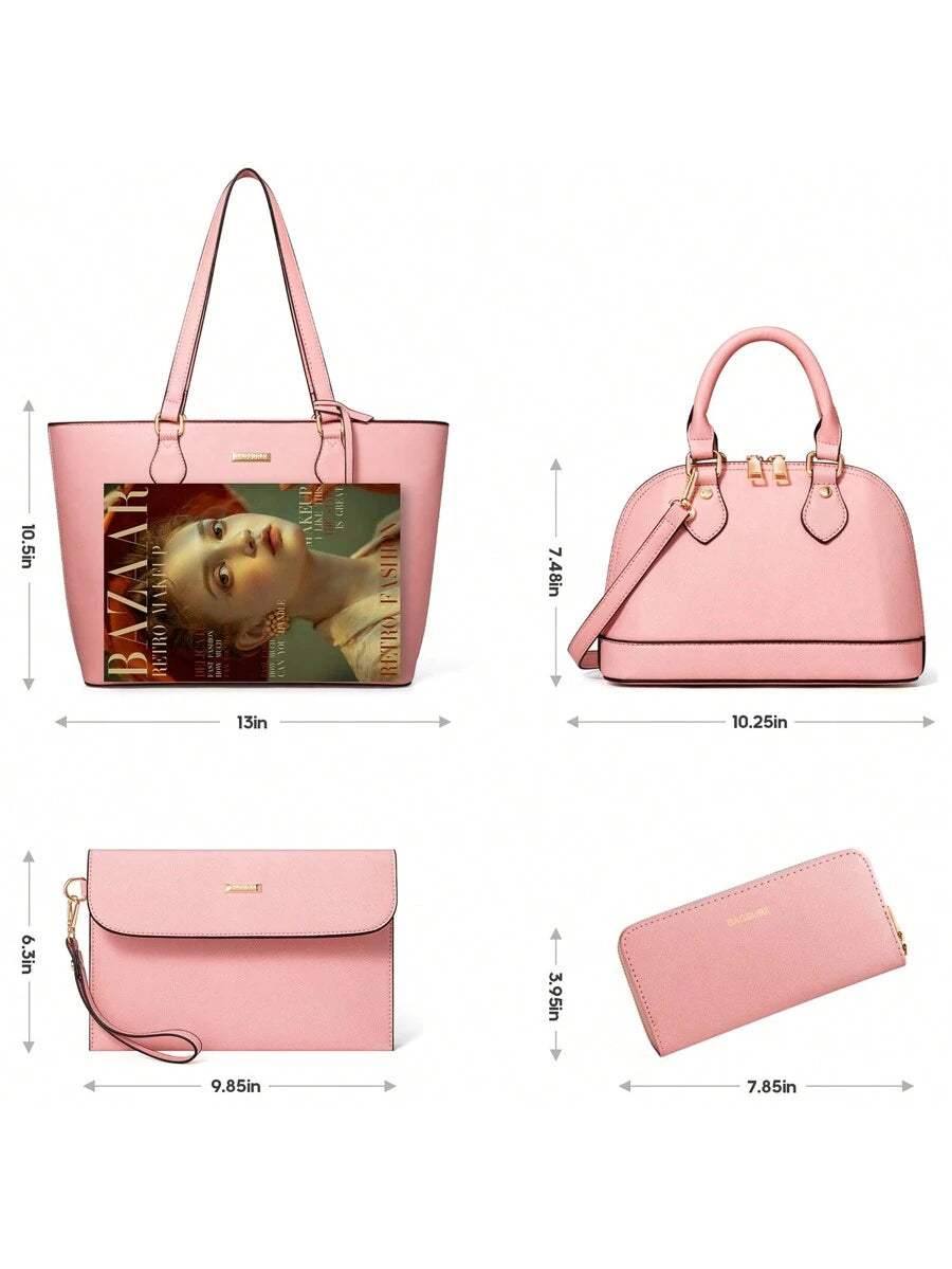 UKEIN 4PCS Women Purse And Handbag Set Wallet Tote Bag Satchel Oversized Shoulder Top Handle Bag Hobo Bags