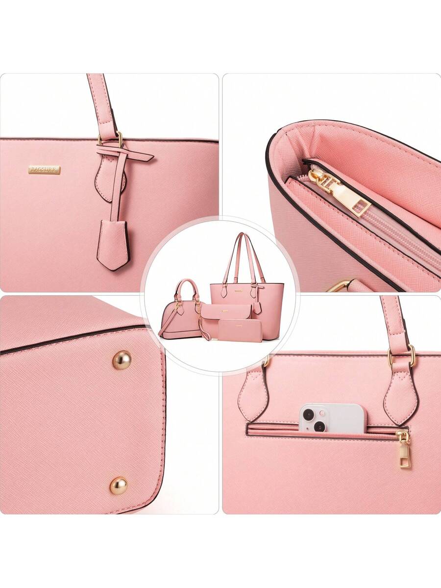 UKEIN 4PCS Women Purse And Handbag Set Wallet Tote Bag Satchel Oversized Shoulder Top Handle Bag Hobo Bags
