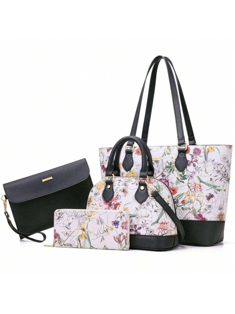 UKEIN 4PCS Women Purse And Handbag Set Wallet Tote Bag Satchel Oversized Shoulder Top Handle Bag Hobo Bags
