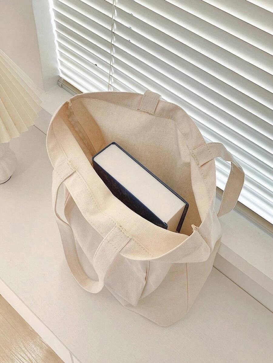 Letter Print Large Capacity Summer Shopping Bag, Printed Casual Tote Bag, Reusable Fashion Backpack, Multi-Functional Handbag, Canvas Shopping Bag, Women's Letter Print Tote Bag, Canvas Shoulder Bag