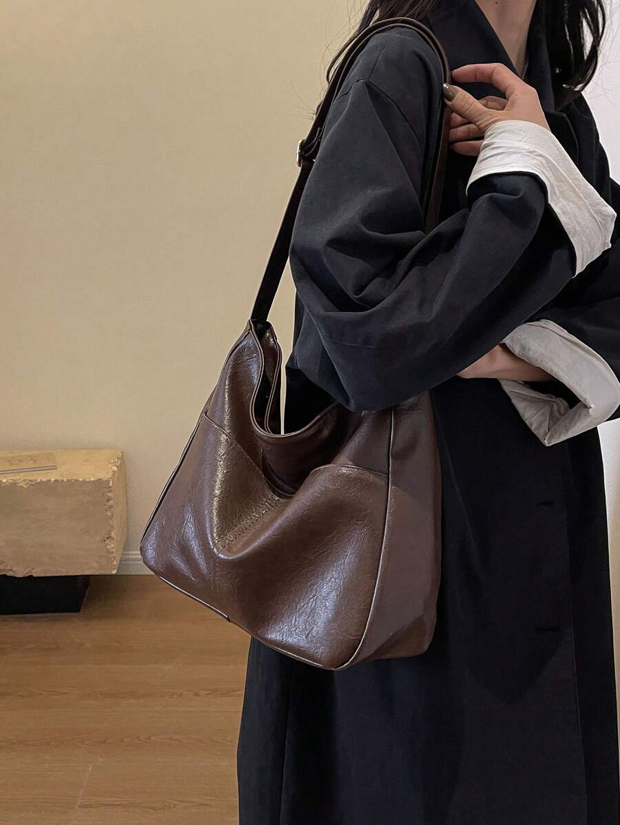 Retro Melade Crossbody Bag, Large Capacity, Fashion Versatile, Casual Tote Bag, Suitable For Travel And Business, Japanese Style, Eye-Catching Women's Commuter Bag