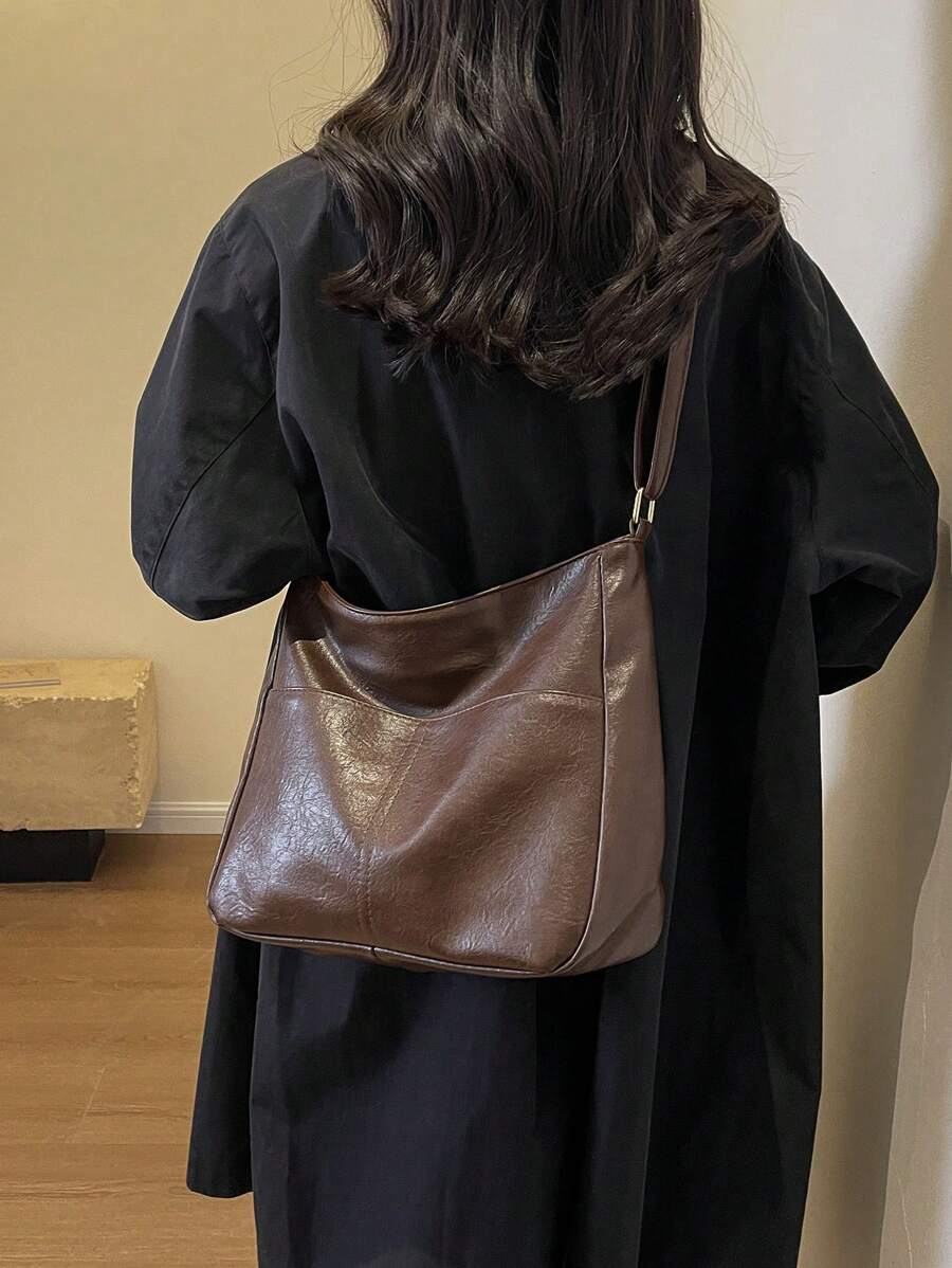 Retro Melade Crossbody Bag, Large Capacity, Fashion Versatile, Casual Tote Bag, Suitable For Travel And Business, Japanese Style, Eye-Catching Women's Commuter Bag