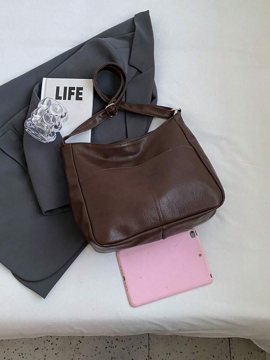 Retro Melade Crossbody Bag, Large Capacity, Fashion Versatile, Casual Tote Bag, Suitable For Travel And Business, Japanese Style, Eye-Catching Women's Commuter Bag