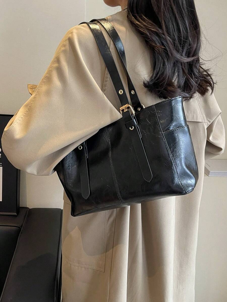 Fashionable & Simple Large Capacity Commuter Tote Bag, Old Money