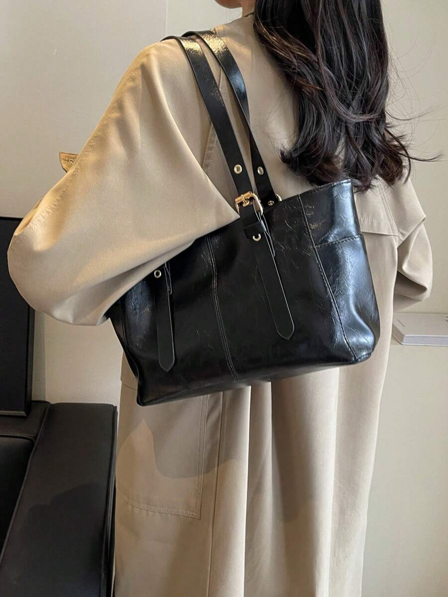 Fashionable & Simple Large Capacity Commuter Tote Bag, Old Money