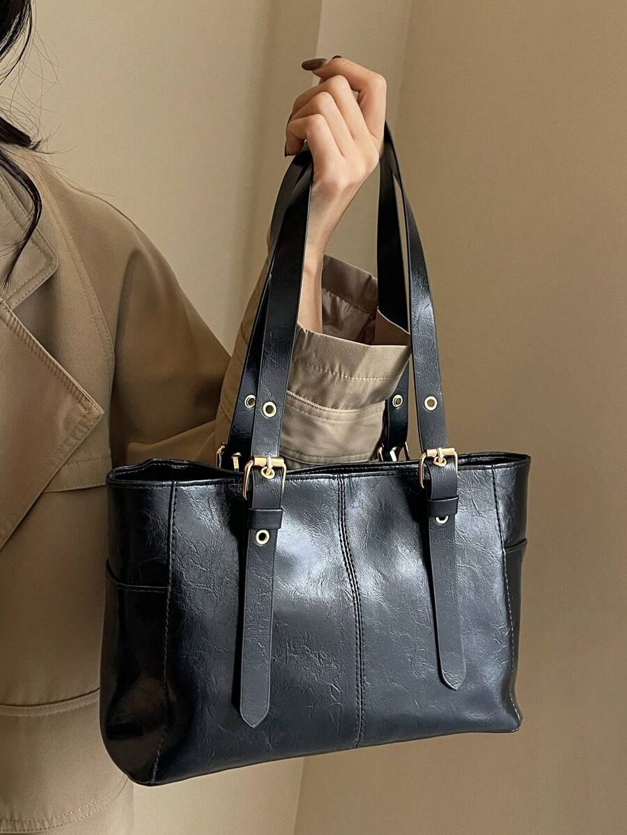 Fashionable & Simple Large Capacity Commuter Tote Bag, Old Money