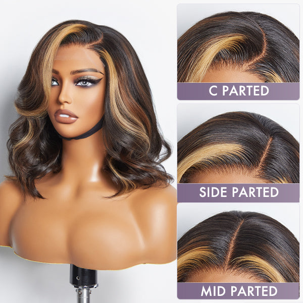 Brown Blonde Combo Highlight Loose Wave Glueless 5x5 Closure HD Lace Wig