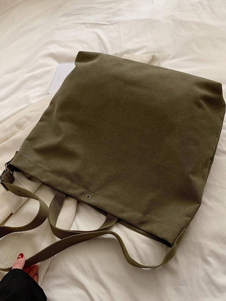 Vintage Canvas Tote Bag With Letter Print, Handbag, Shoulder Bag, Crossbody Bag, Casual Versatile Tote Bag For Men And Women, Commuting, Work, School, Travel, All-Match Canvas Bag