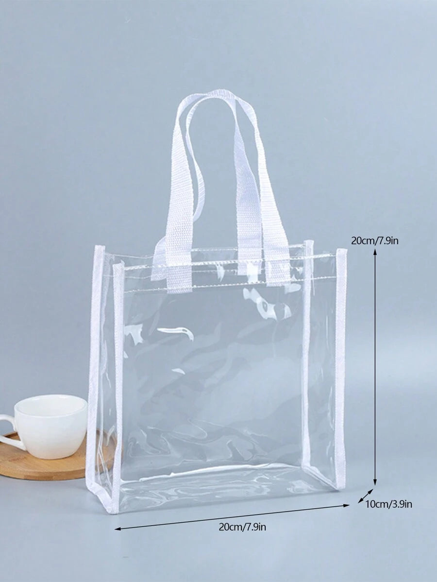 1pc Transparent PVC Tote Bag, Makeup Shopping Bag, Jelly Bag, Gift Bag, Transparent Shoulder Handbag, Party Bag, Wedding Birthday Party Gift Bag, Craft Tote Bag, Party Gifts, Birthday Decor, Party Gif