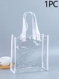 1pc Transparent PVC Tote Bag, Makeup Shopping Bag, Jelly Bag, Gift Bag