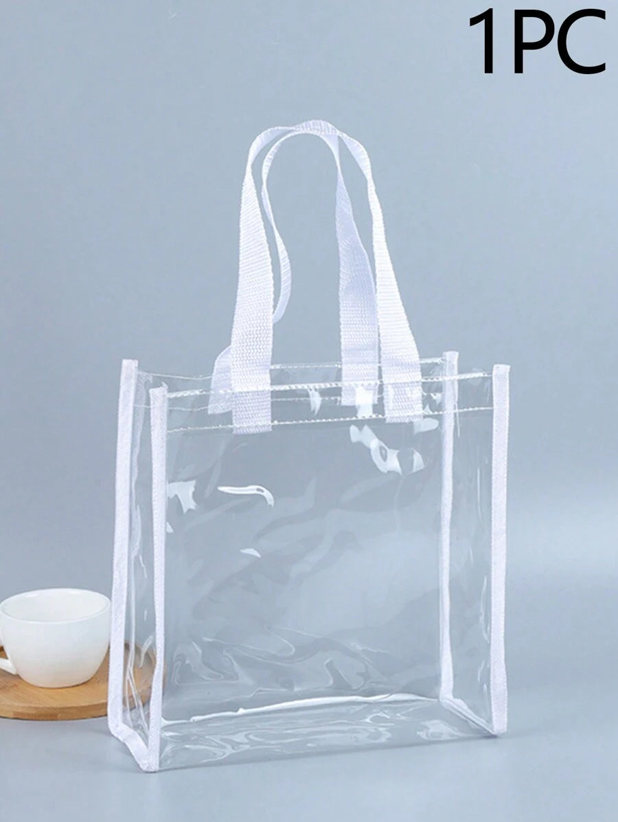 1pc Transparent PVC Tote Bag, Makeup Shopping Bag, Jelly Bag, Gift Bag, Transparent Shoulder Handbag, Party Bag, Wedding Birthday Party Gift Bag, Craft Tote Bag, Party Gifts, Birthday Decor, Party Gif