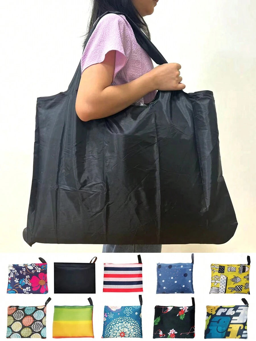 Large Capacity Black Color Foldable Shopping Bag, Portable And Convenient For Supermarkets