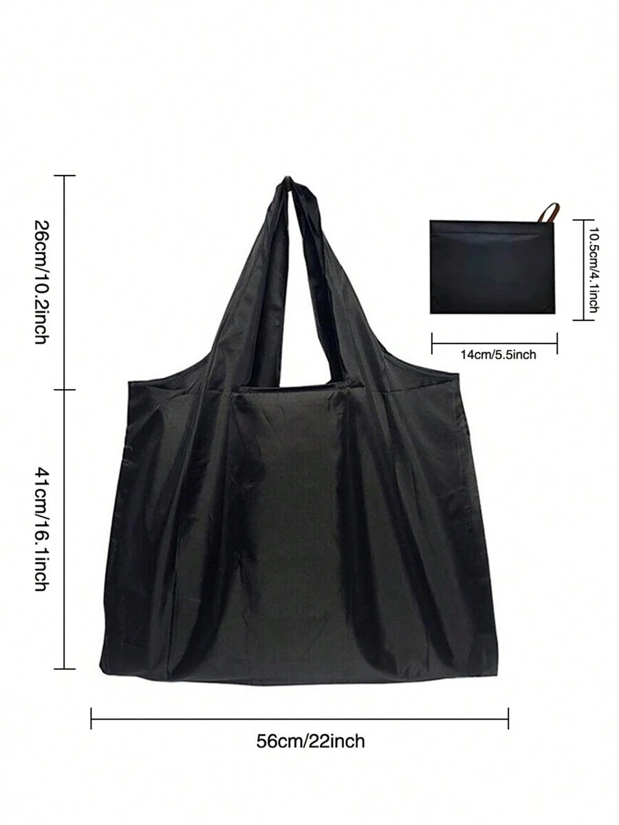 Large Capacity Black Color Foldable Shopping Bag, Portable And Convenient For Supermarkets
